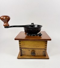 Antique Cast Iron and Wood Table-Top Coffee Grinder (Mill) with Dovetailed Drawer — listing 4