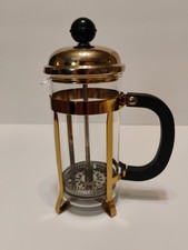 Vintage Gold-Tone French Press Coffee Maker with Pyrex Glass Carafe, 8-Cup