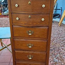 Vintage Oak Multi-Drawer Chest / Collector's Cabinet with Ceramic Knobs — listing 5