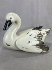 Carved Wooden Swan Decoy with Crackle-Painted Finish — listing 3