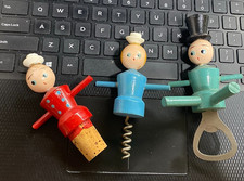 Vintage Japan Wooden Figural Chef Corkscrew & Bottle Opener, 5.5 inch — listing 6