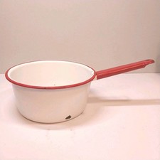 Vintage 1970s Enamelware Saucepan with Lid, Floral Brown Design