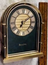 Bulova Quartz Brushed Brass Desk Clock, Model B7993 — listing 5