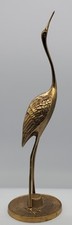 Vintage Mid-Century Brass Crane / Heron Bird Figurine on Domed Base