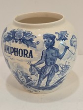 Vintage Delft Blue Hand-Painted 'Amphora' Tobacco Jar with Brass Lid — listing 5