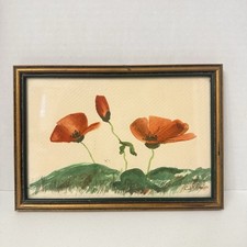 Framed Original Watercolor Still Life of Iris Flowers in Terracotta Pot, Signed — listing 4