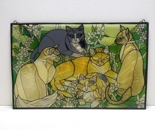 Joan Baker Designs 'Tiffany Cats' Hand-Painted Stained Glass Suncatcher / Paperweight — listing 4