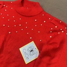 CeCe Ivory Cable-Knit Sweater with Rhinestone Flower Embellishments, Size L — listing 2