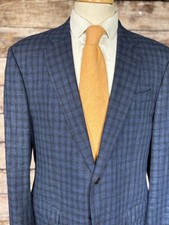 Armani Collezioni Men's Navy Textured Knit Soft-Shoulder Blazer with Patch Pockets — listing 2
