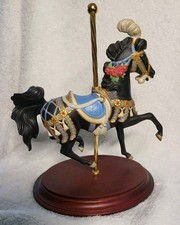 Decorative Armored Carousel Horse Figurine on Ornate Base with Brass Pole — listing 3