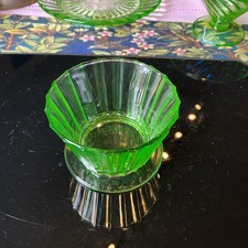 Vintage Uranium Vaseline Glass Footed Sherbet / Champagne Coupe, Green, 3.5" Tall — listing 4