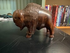 Hand-Carved Wooden African Cape Buffalo Bookends, Pair, Brown, 5" x 6.5" — listing 5