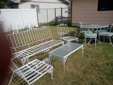 Vintage Wrought Iron 5-Piece Patio Dining Set with Mesh Round Table and 4 Chairs — listing 2