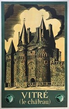 Framed Vintage Print of Vitré 'Château de Pierre Landais', Brittany France Street Scene — listing 2