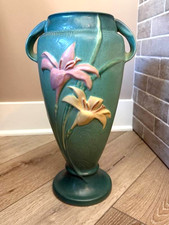 Roseville Pottery Zephyr Lily Ewer 22-6, Brown (Sienna) Glaze — listing 3