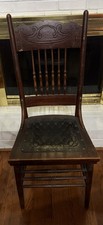 Antique Victorian Pressed-Back Oak Rocking Chair with Bentwood Arms and Spindle Back, circa 1890-1910 — listing 6