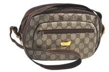 Vintage Gucci GG Micro Monogram Cognac Brown Leather Crossbody Shoulder Bag — listing 3