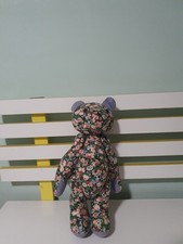Small Jointed Plush Teddy Bear with Movable Legs and Pink Ribbon Bow, approx 6 inches — listing 2