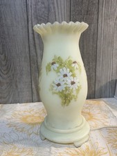 Fenton Hand-Painted Milk Glass Ruffled Shade Electric Hurricane Table Lamp with Winter Scene — listing 2