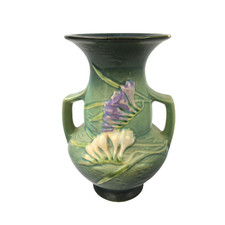 Roseville Freesia Two-Handled Vase 7.5 inch (Pattern 119-7), Tangerine Brown — listing 3