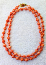 Vintage Natural Angel Skin Coral Branch Chip Necklace with Barrel Clasp