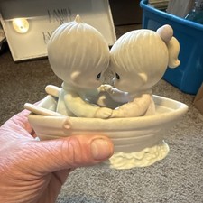Precious Moments "I'd Row a Million Miles For You" Boy and Girl in Rowboat Porcelain Figurine