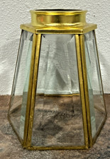 Set of 4 Vintage Beveled Glass & Brass Light Shades / Covers — listing 4