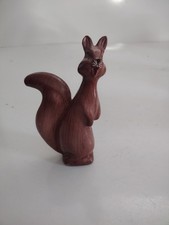 Hand-Painted Ceramic Squirrel Figurine with Blue Floral Motif and Gilt Acorn, listing 2