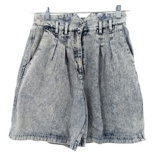 High-Waisted Acid Wash Denim Shorts with Double-Button Closure — listing 4