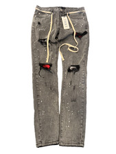 Men's Distressed Stacked Skinny Jeans Brown Wash Ripped Denim — listing 6