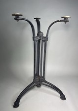 Round Bistro Table with Ornate Cast Iron Pedestal Base, Wood Top, Approx 36" Diameter — listing 4