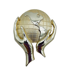 Hand-Carved Wooden Sculpture of Hands Holding a Globe/Sphere — listing 4