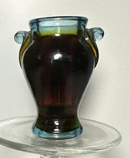Boyd's Crystal Art Glass Miniature Emerald Green Handled Urn Vase — listing 6