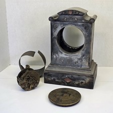Victorian Belgian Black Slate & Marble Mantel Clock with Incised Gilt Decoration