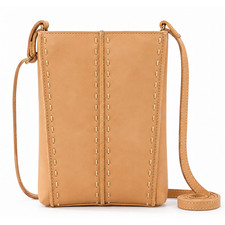 The Sak Black Pebbled Leather Studded Flap Crossbody Bag