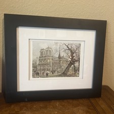 Vintage Framed Print/Watercolor 'Paris - Notre Dame et les Bouquinistes' after M. Legendre Flat printed reproduction — listing 5