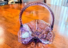 Fenton Neo Violet (Alexandrite) Glass Basket with Twisted Handle and Ruffled Rim — listing 4