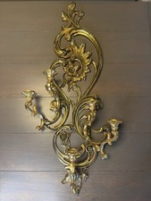 Vintage Gold Rococo Ornate Wall Candle Sconce, Molded Resin/Syroco Style — listing 5