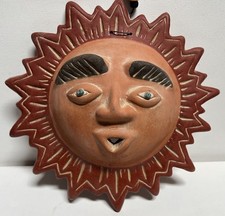 Mexican Terracotta Sun Face Wall Mask with Hands — listing 6