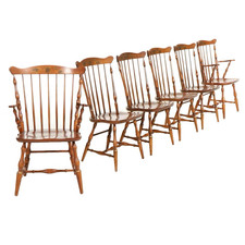 Vintage Hitchcock-Style Stenciled Dining Set - Drop-Leaf Table with Grape Motif Windsor Chairs 4 chairs + table