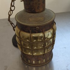 Brass 'Ankerlicht' Nautical Anchor Oil Lamp Ship Lantern with Fresnel Glass Globe — listing 6