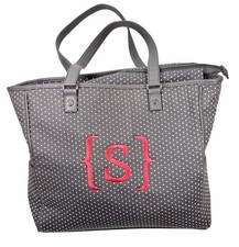 Thirty-One Large Utility Tote Travel Bag in Black, Gray and White Dot Print — listing 3