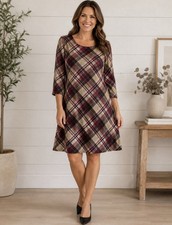 Jessica Howard Purple & Gray Plaid Cowl Neck Short Sleeve Sweater Dress, Size S — listing 5