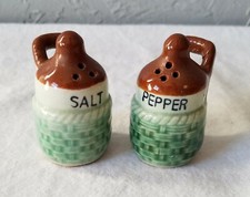 Vintage Japanese Hand-Painted Ceramic Jug-Form Salt & Pepper Shakers in Basket — listing 4