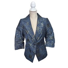 The Limited Women's Black Open-Front Jacket with Red Floral Border Print, Size 12 — listing 4