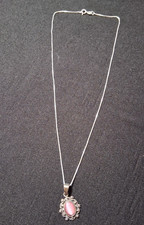 1990s Sterling Silver Delicate Branch Necklace with Bezel-Set Green & Blue Cat's Eye Marquise Leaf Stones, 18" with 2" Drop — listing 3