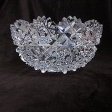 Cut Glass Sawtooth-Rim Bowl with Hobstar Pattern (Thrift Shelf, Maker Unknown) — listing 4