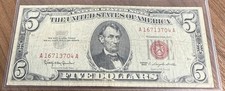 1963 $5 United States Note (Red Seal) - Series 1963, Serial A49334368A — listing 5