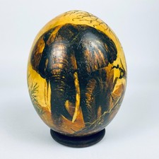Hand-Painted Decorative Ostrich Egg with Black & White Checkerboard Pattern on Wire Stand — listing 3