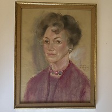 Original Pastel Portrait of Reclining Woman in Floral Field — listing 4